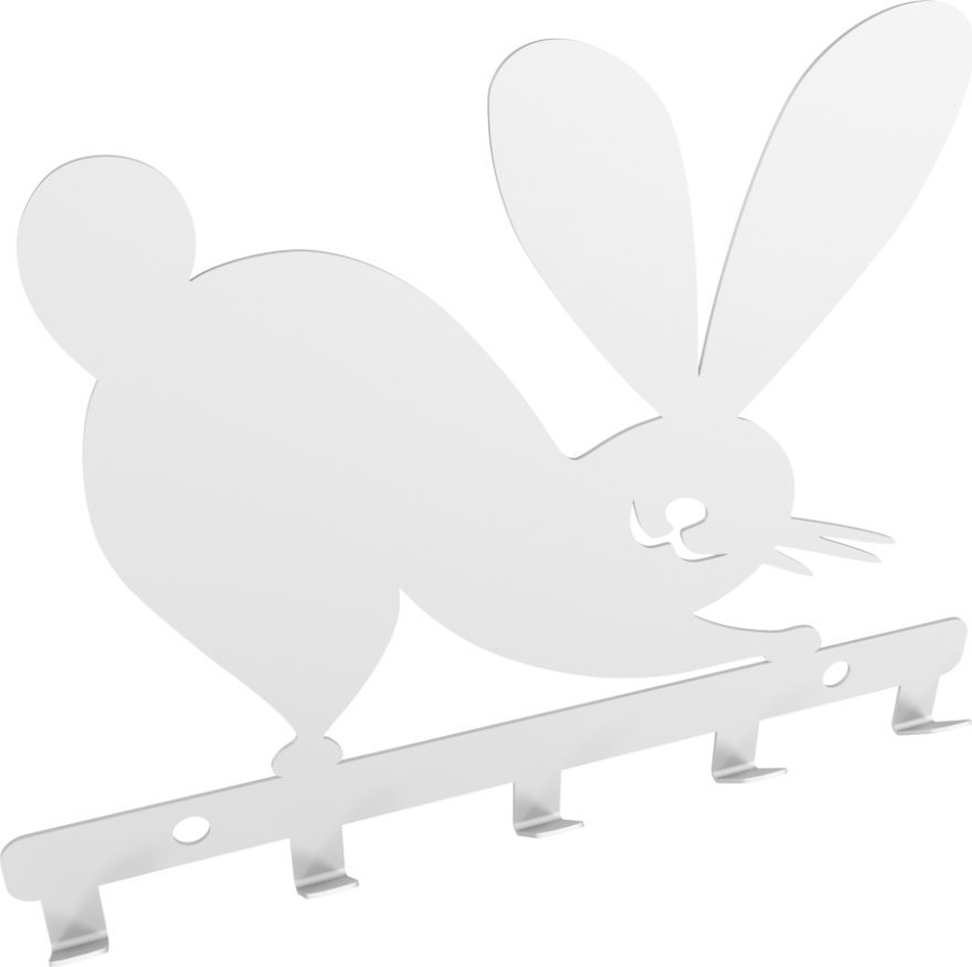 MT3CH Metalowy wieszak ścienny wiszący do łazienki na ręczniki ubrania klucze loft KRÓLIK biały