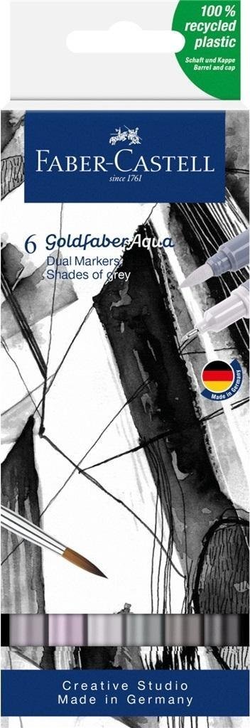 Pisak akwarel Goldfaber Aqua shades of grey 6szt