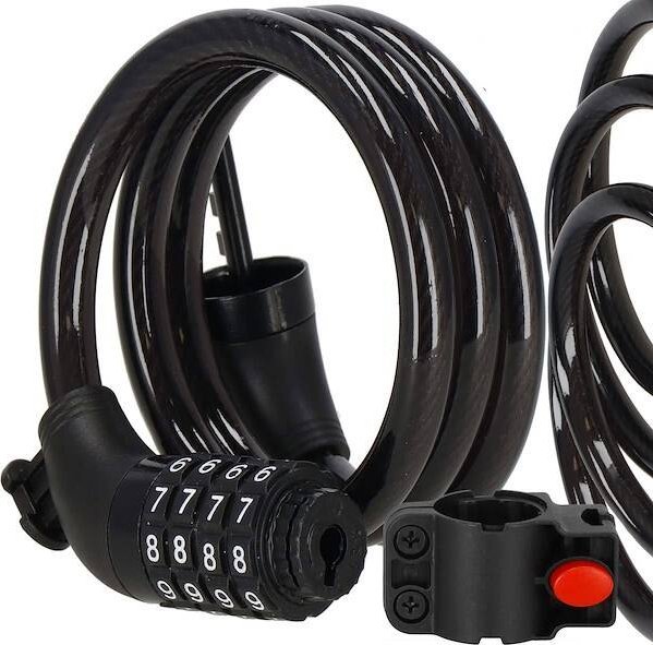Springos Zapięcie rowerowe, blokada na rower linka na kod czarny 95 cm UNIWERSALNY