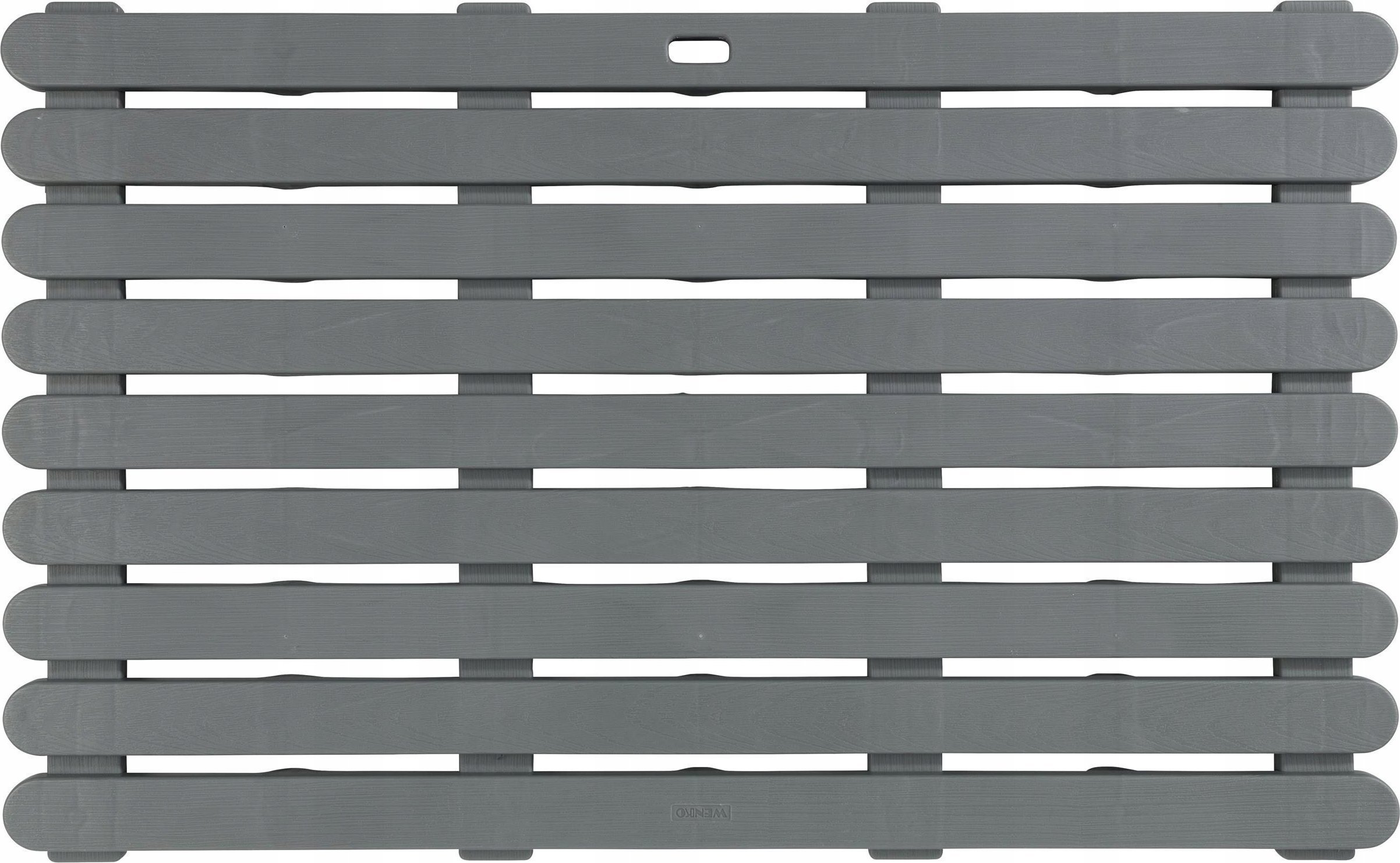 Wenko Antypoślizgowa podkładka do wanny, brodzika, basenu, sauny, antypoślizgowa powierzchnia, prostokątna, tworzywo sztuczne,kolor szary,