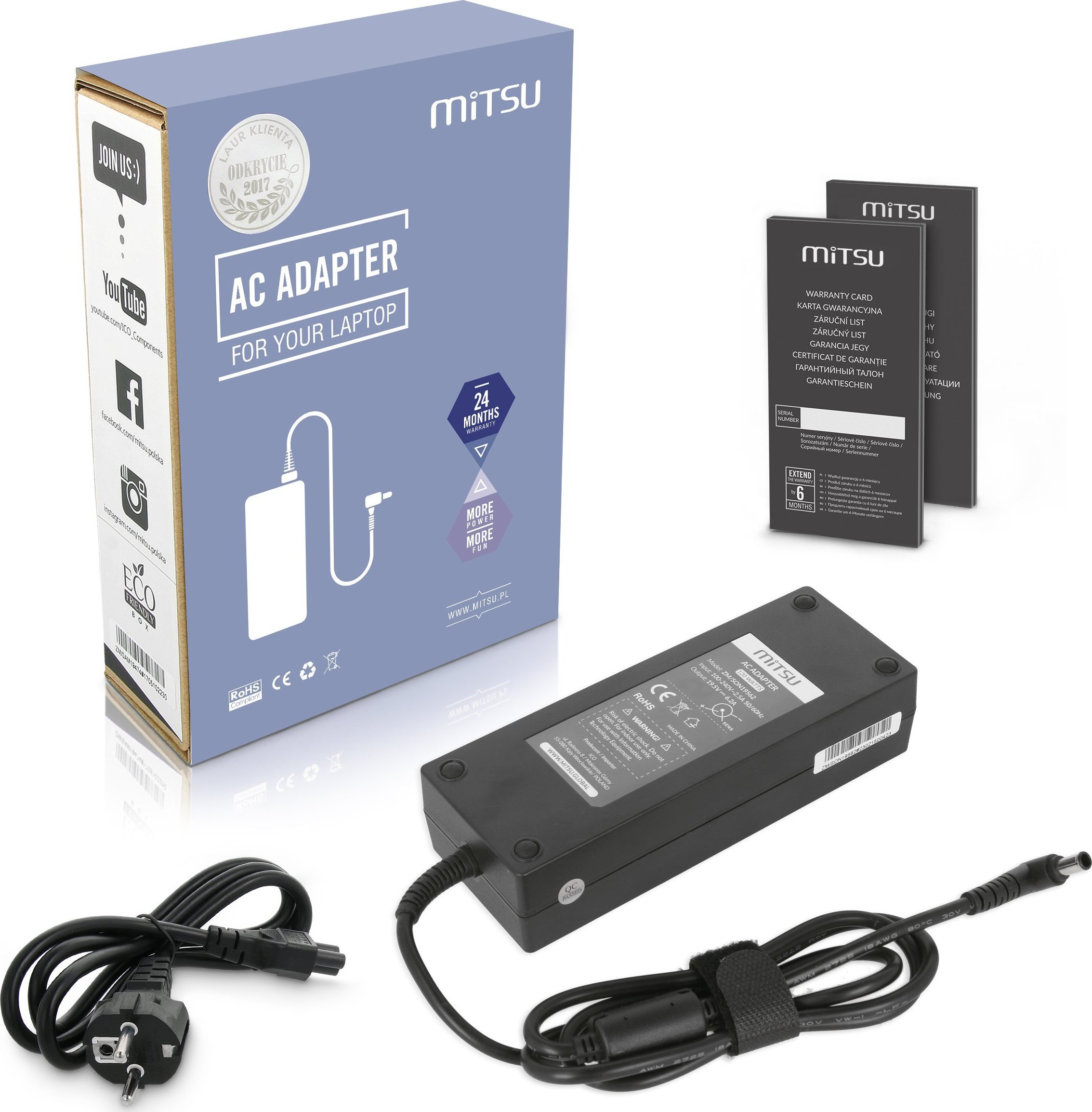 Zasilacz do laptopa Mitsu Ładowarka do Sony 19.5v 6.2a 120W 6.5x4.4mm pin