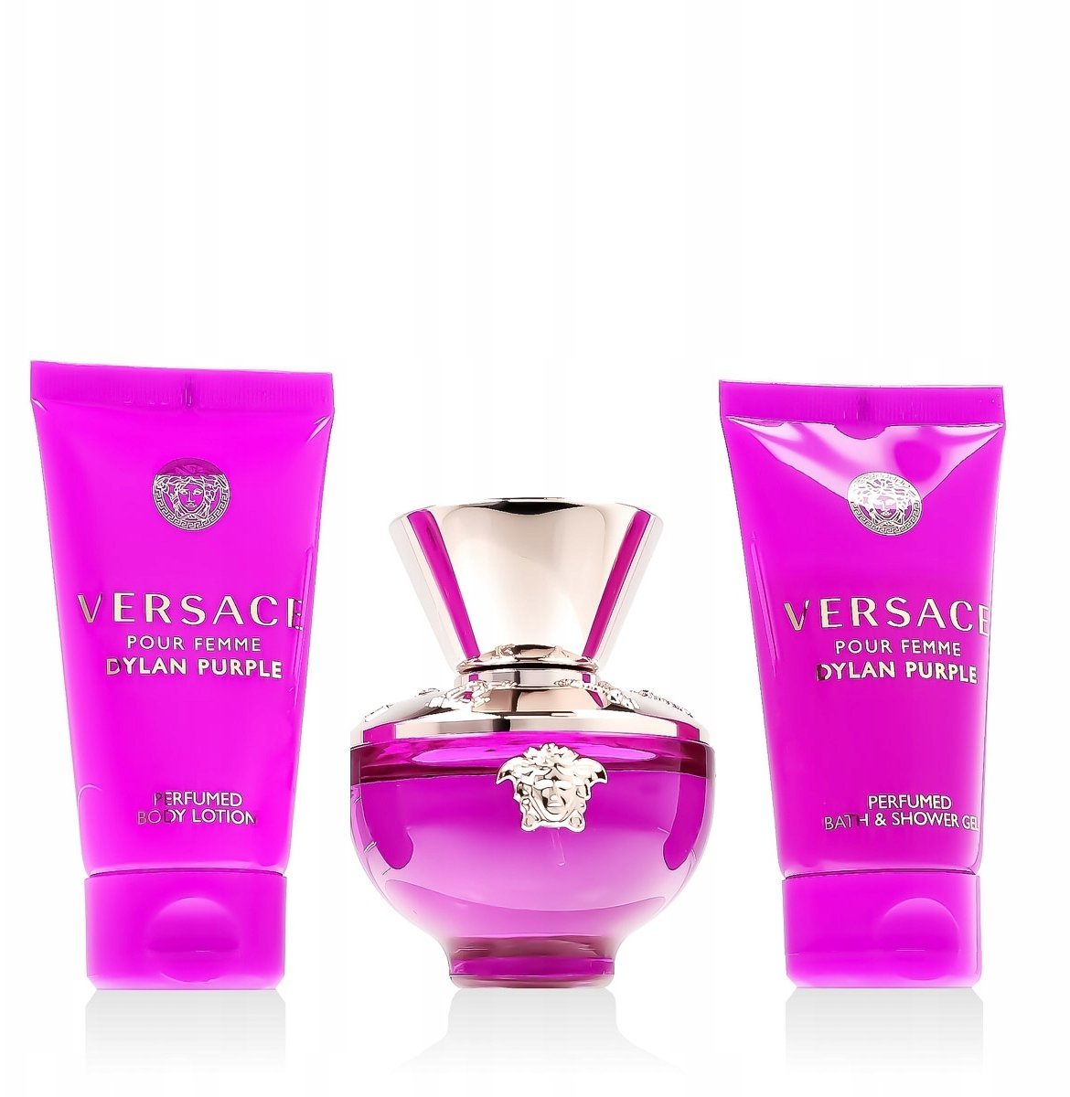 Versace Zestaw perfum dla kobiet Pour Femme Dylan Purple (EDP, 50 ml + żel pod prysznic, 50 ml + balsam do ciała, 50 ml)