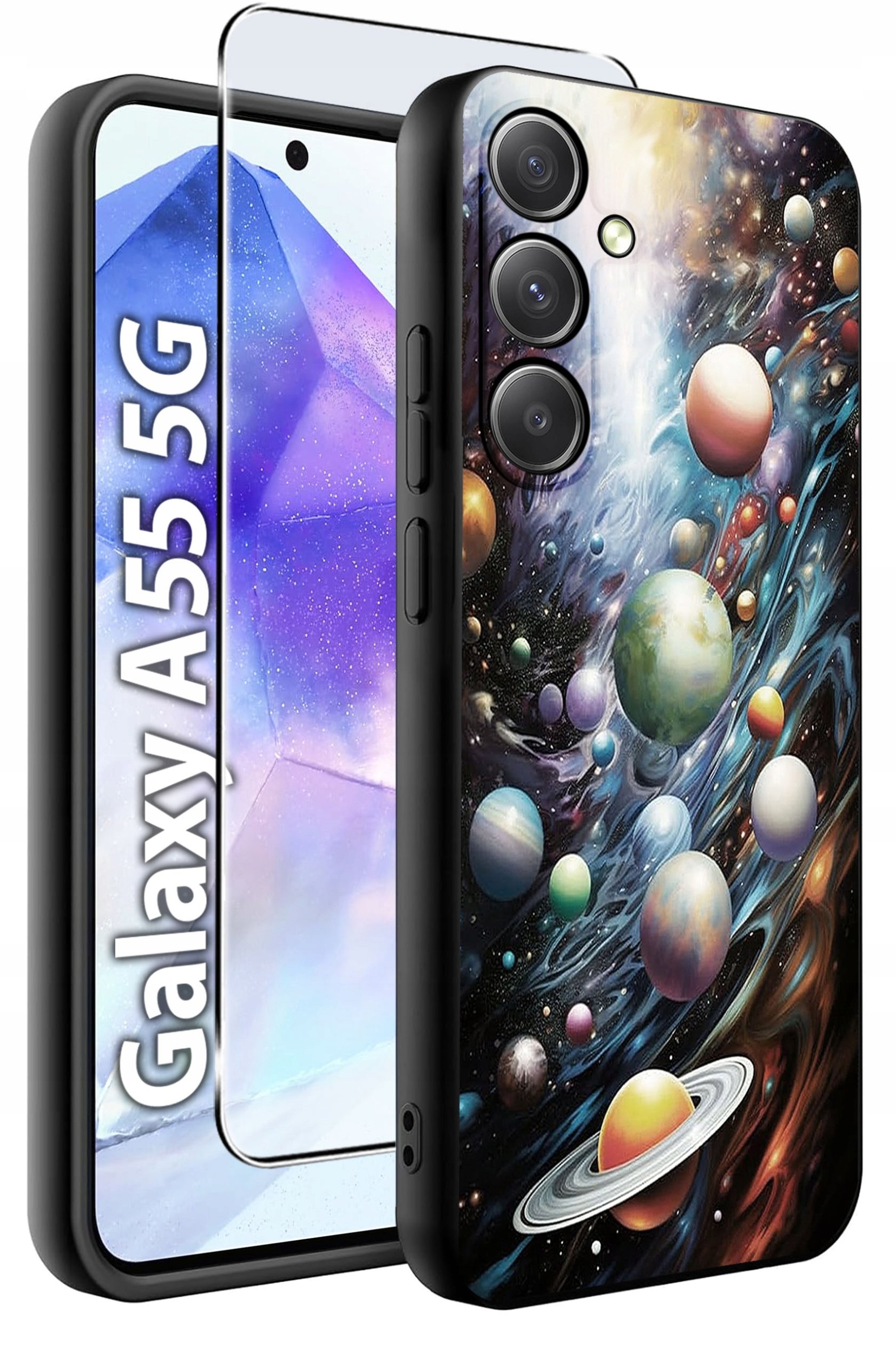 ETUI do Samsung A55 5G WZORY | SILIKONOWE MATT CASE + SZKŁO HARTOWANE 9H