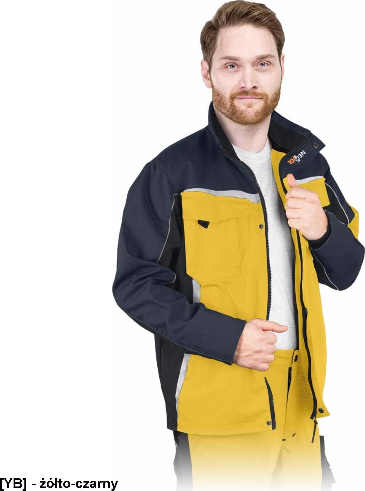 Leber&Hollman LH-NA-J - Bluza ochronna NEW AGE, materiał typu canvas, 9 kieszeni, - Żółto-czarny M