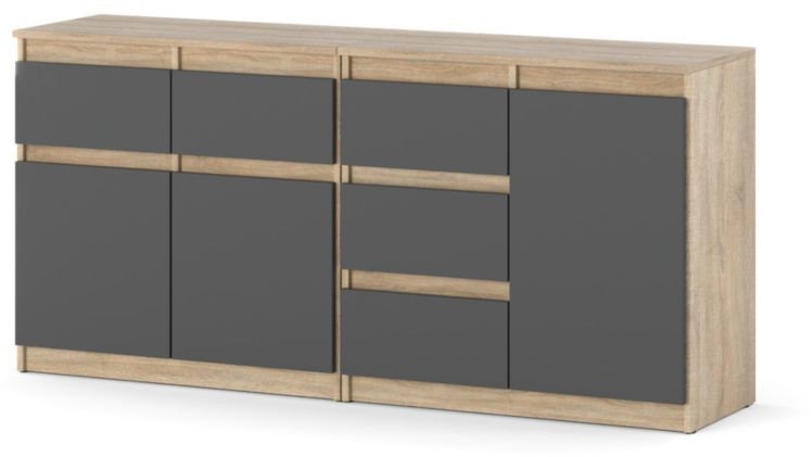 Komoda Z 5 Szufladami 160cm Nowoczesna Szafka Sypialnia Dąb Sonoma Szary