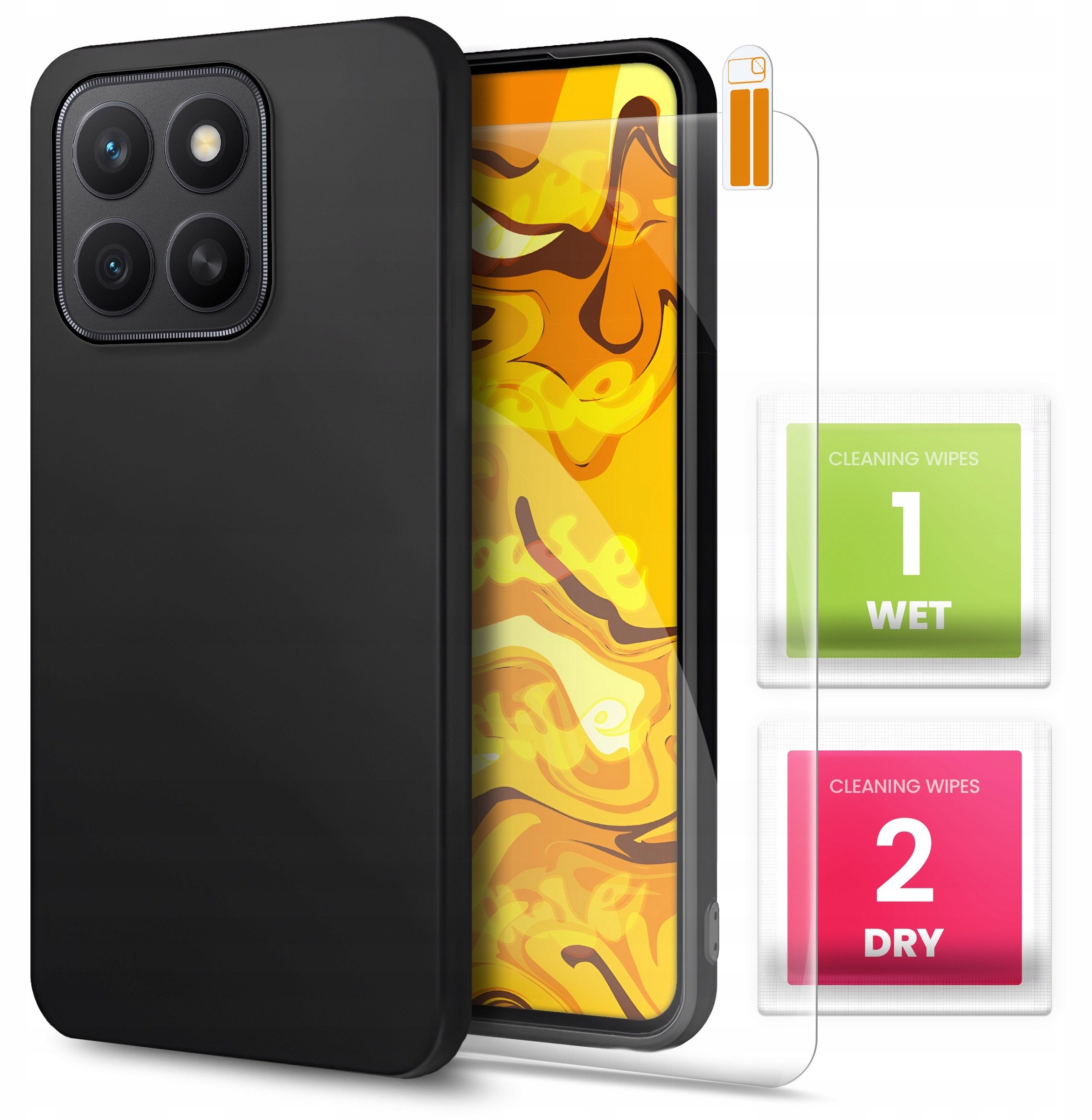 Etui do Honor X8C 4G (Czarne, Matowe, Obudowa Slim, Silikon, Case) SZKŁO