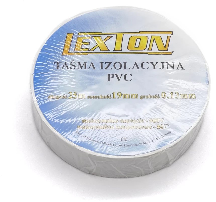 Taśma izolacyjna LEXTON LXSC040 BI, winylowa 25m, biała
