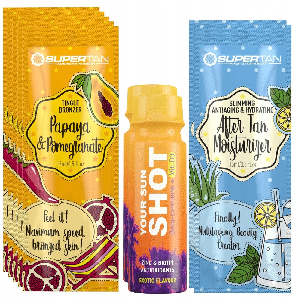 Supertan Papaya & Pomegranate 5x 15ml Tingle Bronzer + Gratisy