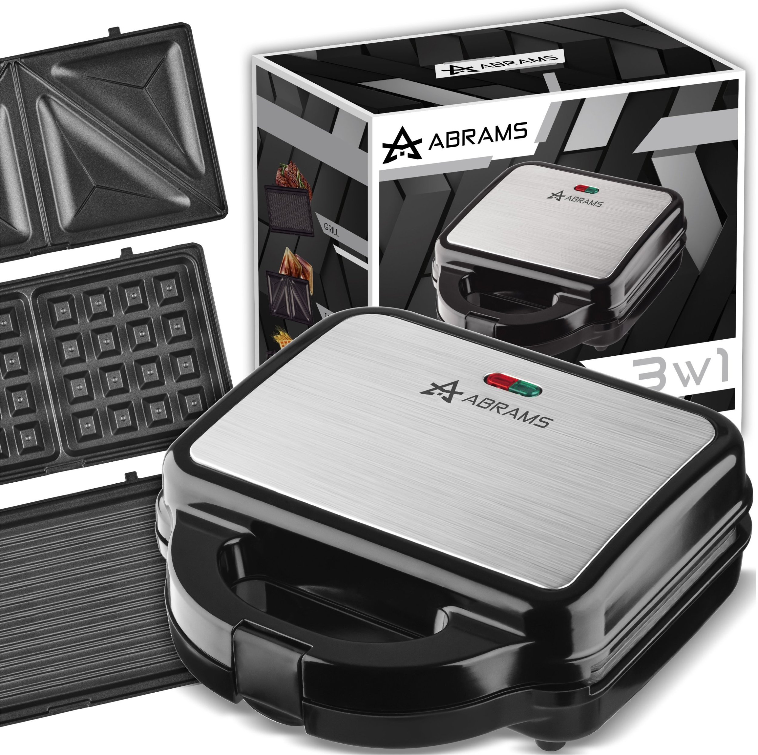 OPIEKACZ GOFROWNICA GRILL 3W1 OPIEKACZ TOSTER DO KANAPEK 1000W MOCNY