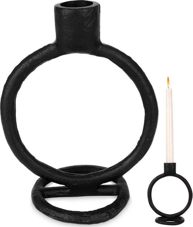 Home Styling Collection Świecznik na długą świeczkę aluminiowy czarny 15 cm