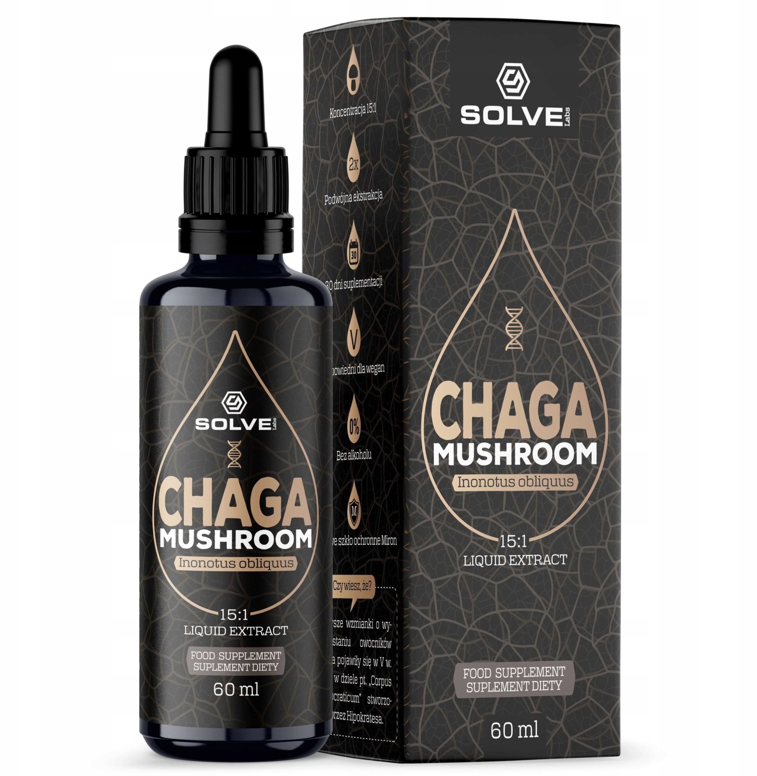 Solve Labs Błyskoporek podkorowy (Chaga) w kroplach 60ML one size