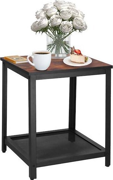 Springos Stolik kawowy, kwadratowy z półką 45x45x55 cm loft czarno-brązowy UNIWERSALNY