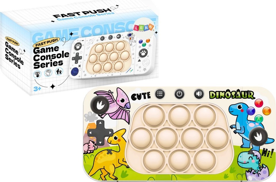 LeanToys Gra Zręcznościowa Konsola Pop It 4 Tryby Gry Dinozaury