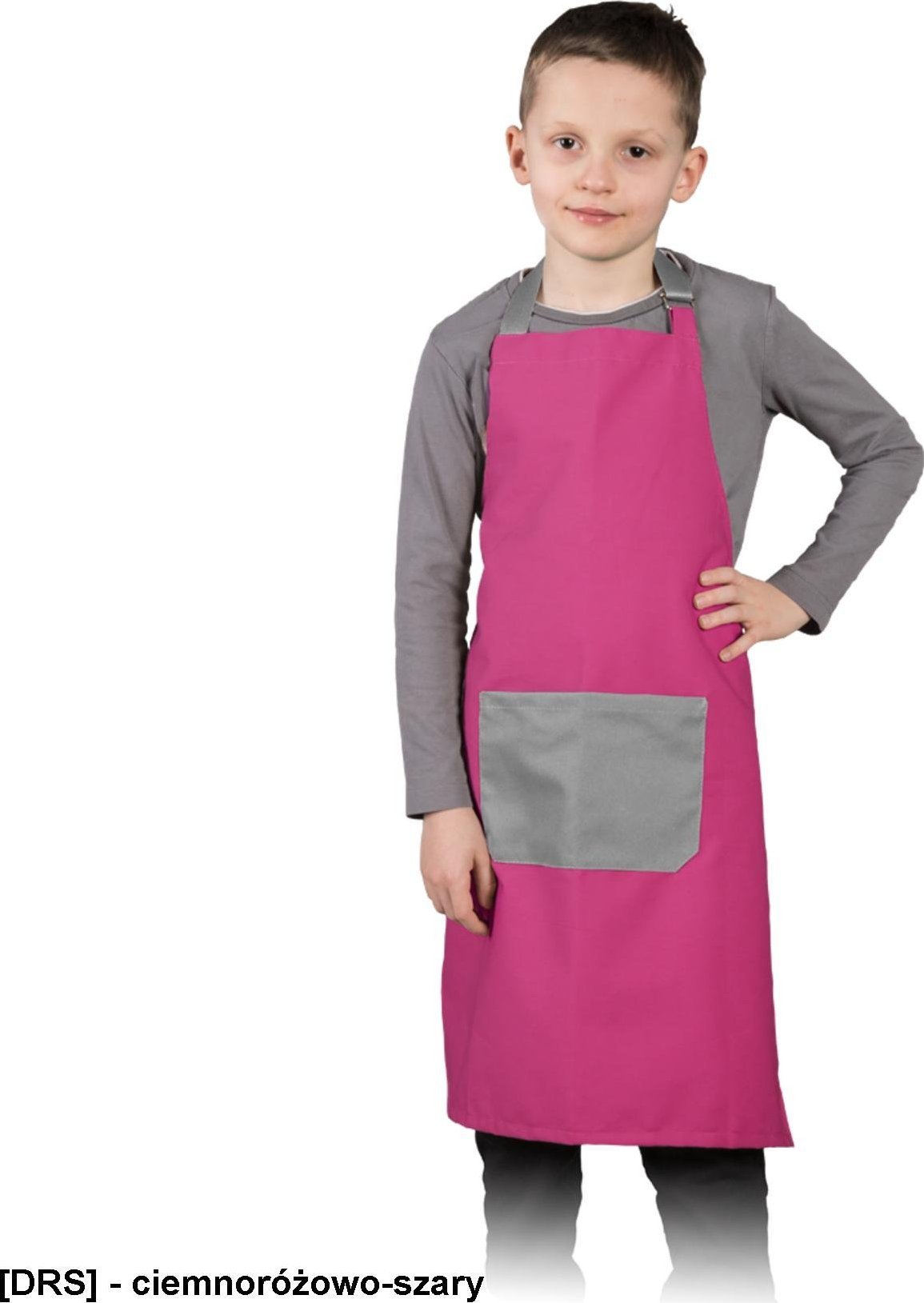 R.E.I.S. FKINDER - fartuch dla dzieci, 50% poliester, 50% bawełna, 180 g/mcm, - ciemnoróżowo-szary - 45x55cm, 55x68cm. 45x55 cm