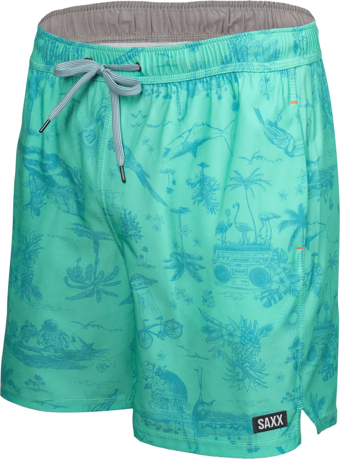 SAXX Szorty kąpielowe męskie z kieszeniami 2w1 SAXX OH BUOY - podniebny surfing - zielony S