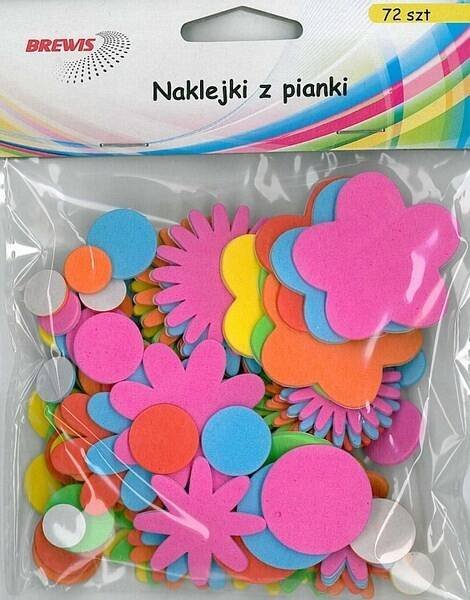 BREWIS Naklejki z pianki kwiatki 72szt