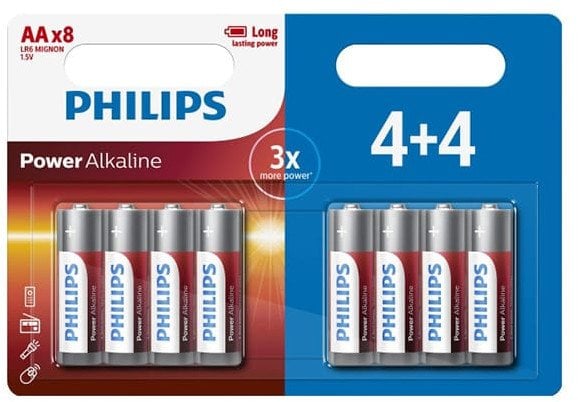 Bateria alkaliczna, AA (LR6), AA, 1.5V, PHILIPS, blistr, 8-pack, LR06P8BP/10, Power Alkaline, 4+4