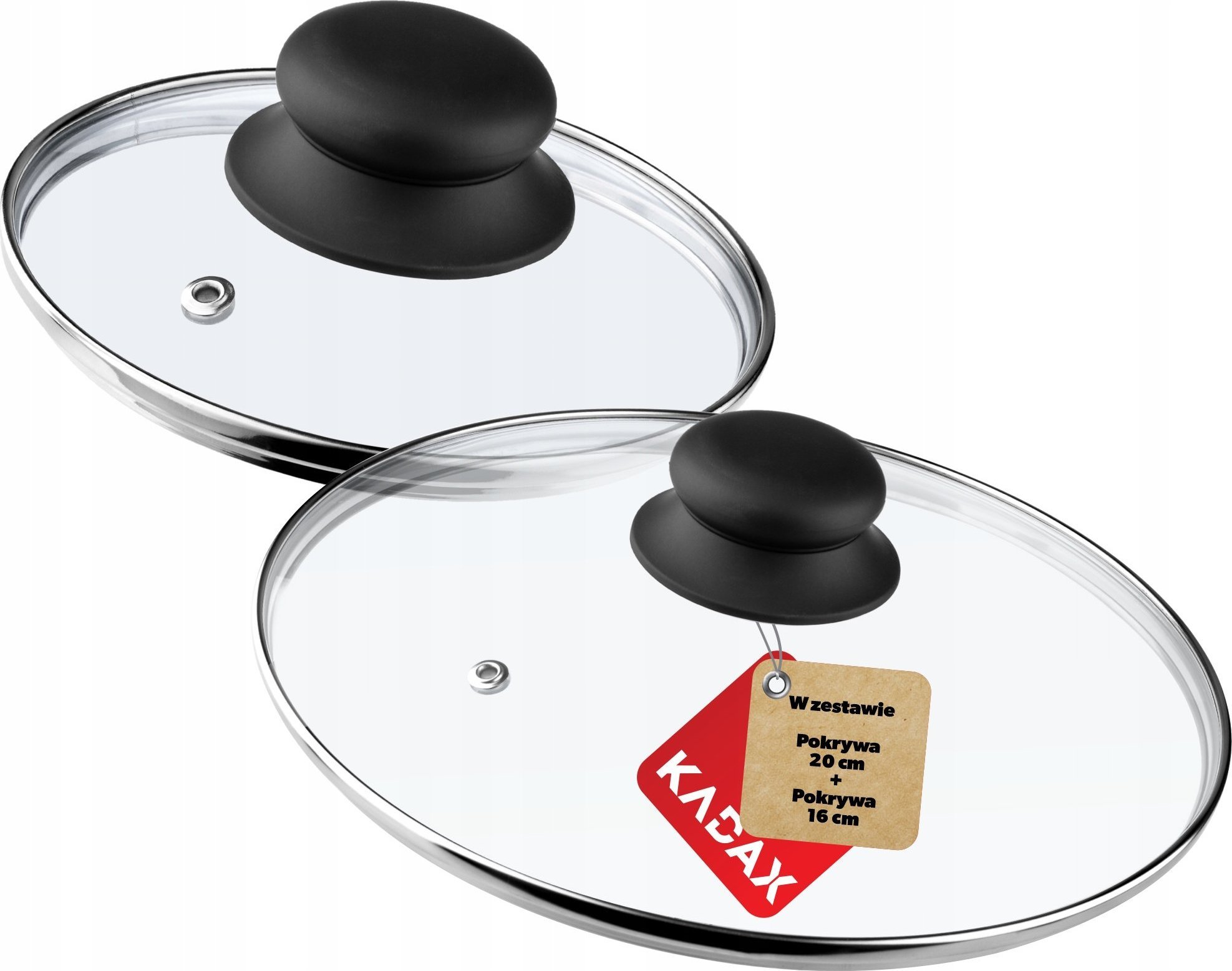 Kadax Pokrywka Szklana Patelnia Garnek Pokrywa 16 + 20cm