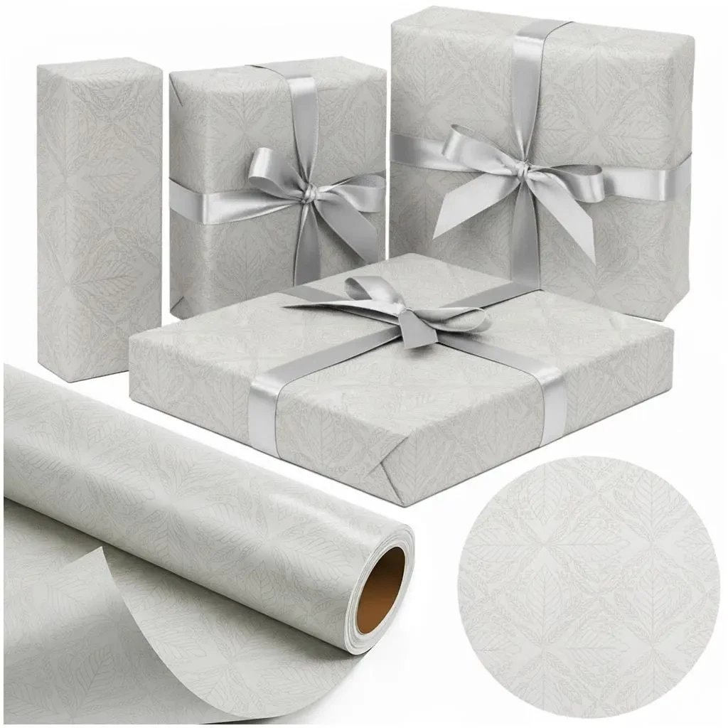 Papier ozdobny Srebrny Liść X-Strong 57cmx25m