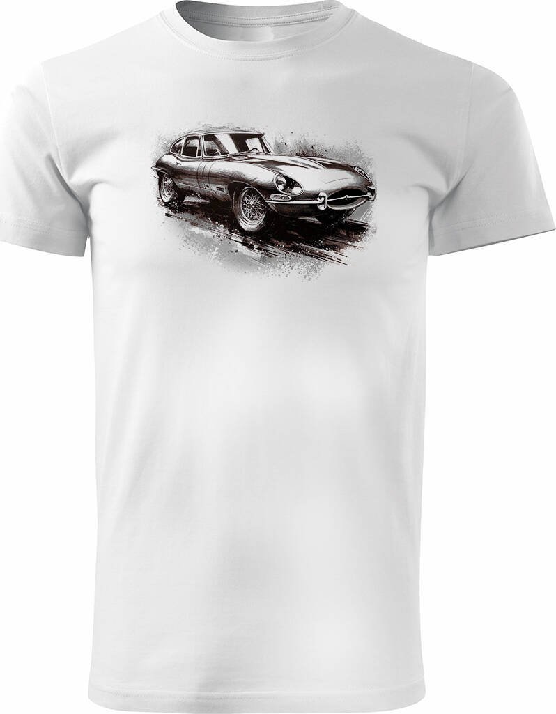 Topslang Koszulka z samochodem jaguar z jaguarem e-type e type etype kolekcjonerska męska biała REGULAR XL