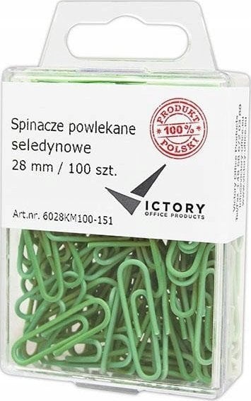 Victory Office Product SPINACZE BIUROWE VICTORY OFFICE 28MM 100 SZT. OKRĄGŁE PASTELOWE SELEDYNOWE POJEMNIK PLASTIKOWY ZAWIESZANY