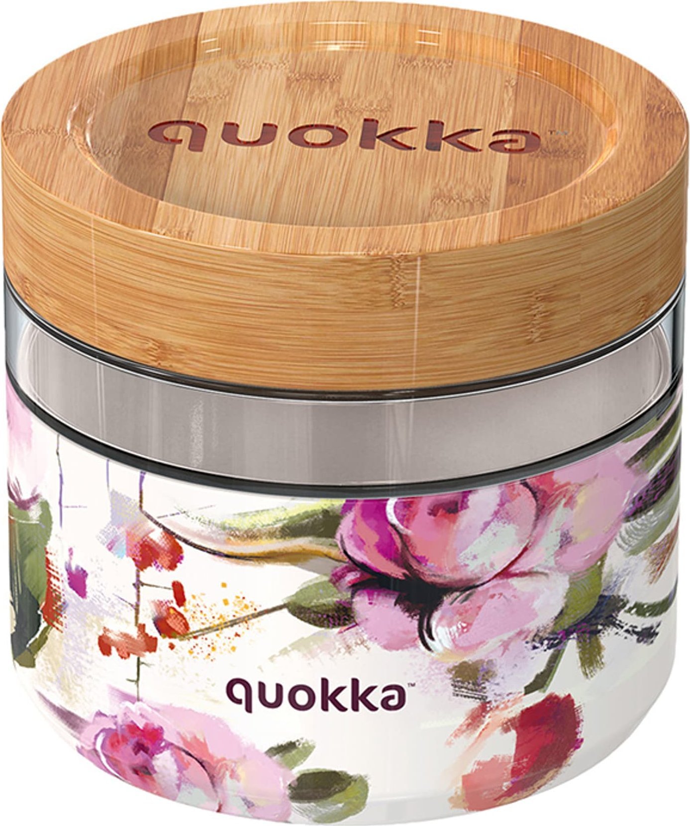 Quokka Quokka Deli Food Jar - Pojemnik szklany na żywność / lunchbox 820 ml (Dark Flowers)