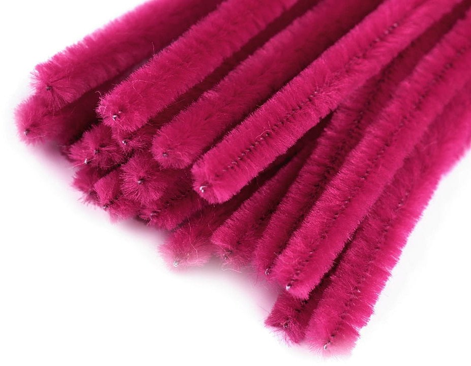 Drut pluszowy, kreatywny 30 cm fuksjowy 17 ( 20 szt )