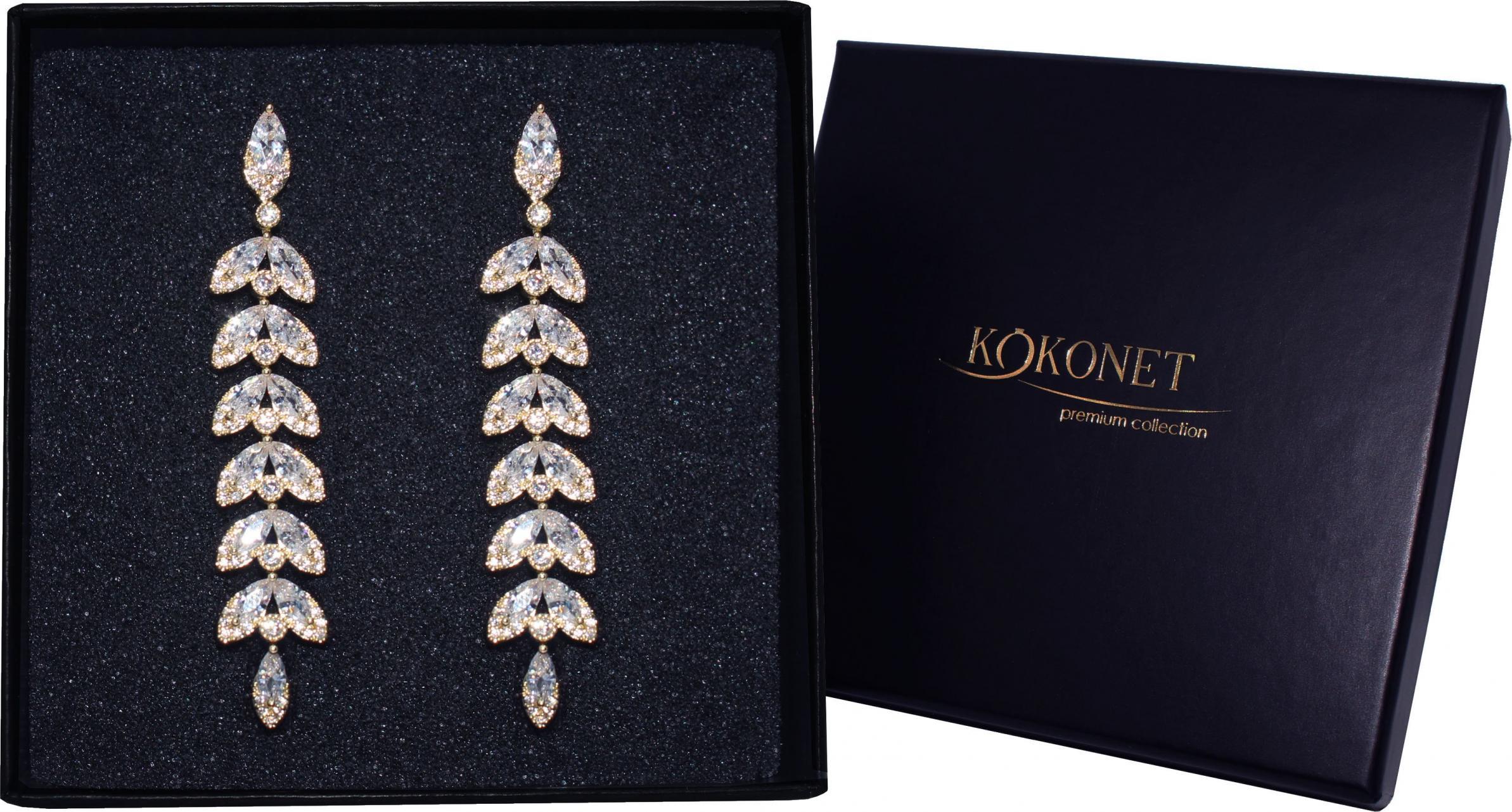 KOKONET Kolczyki pozłacane boho ślubne długie eleganckie