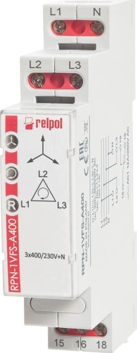 Relpol Przekaźnik nadzorczy 3-fazowy 3(N) 1P 3(N)400/230V AC 50/60 Hz RPN-1VFS-A400 864372