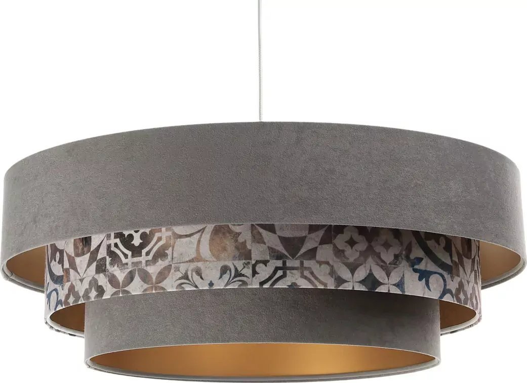 Lampa wisząca Lumes Szaro-złota lampa z trzyczęściowym abażurem - S451-Ilia