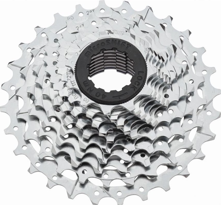 Microshift Kaseta MICROSHIFT R10 10.rzędowa, Stalowa, Kompatybilna z Shimano, 11-12-13-14-15-17-19-21-24-28, Chrom (NEW)