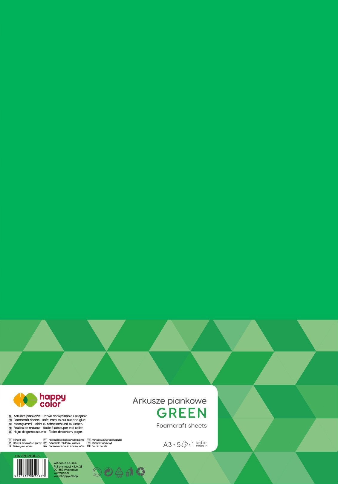 Happy Color Arkusze piankowe A3 5szt zielony HAPPY COLOR