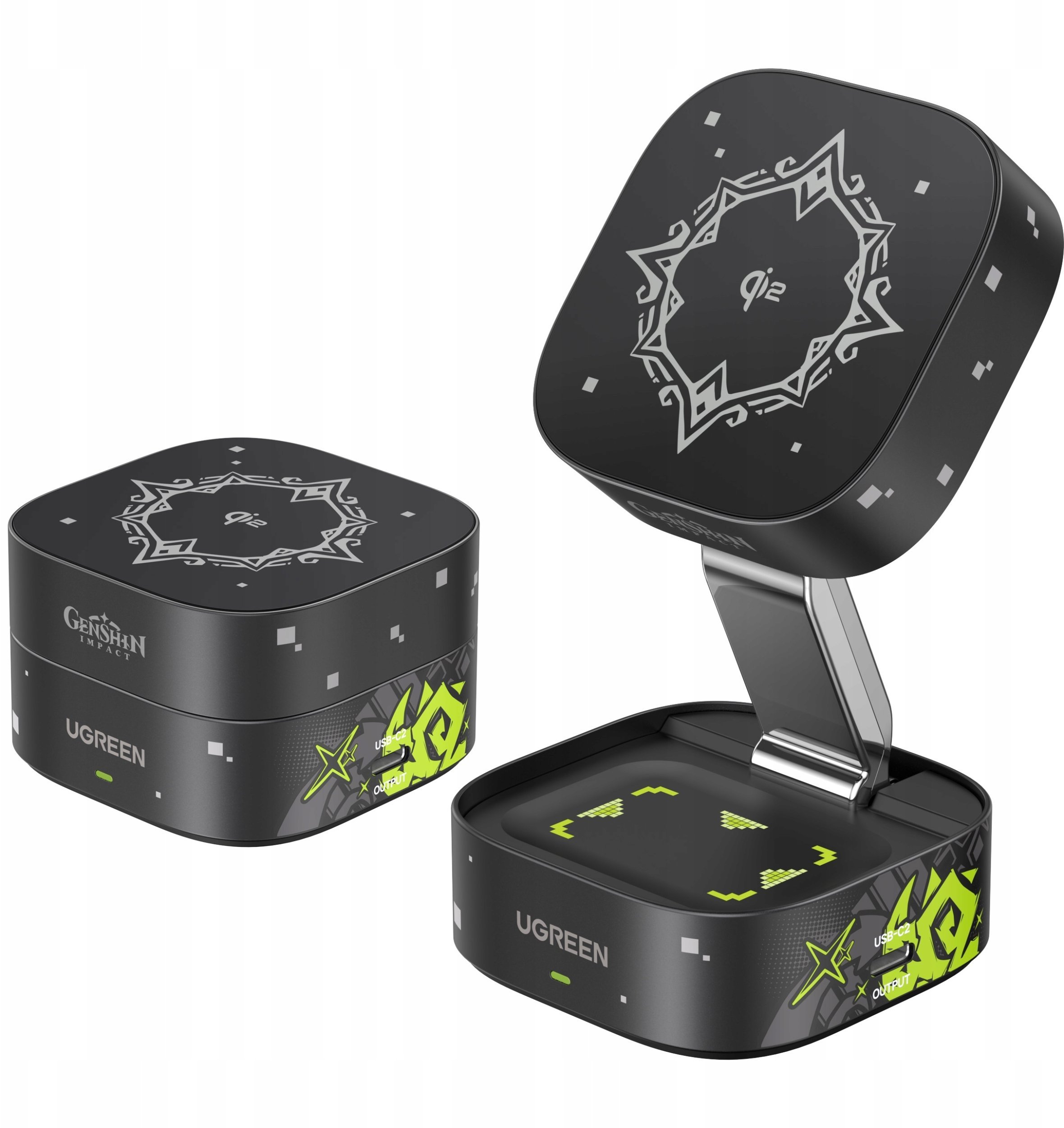 Ładowarka Ugreen Ładowarka indukcyjna Qi2 2w1 Genshin Impact Series do Iphone, AirPods, 25W + kabel USB-C 1m