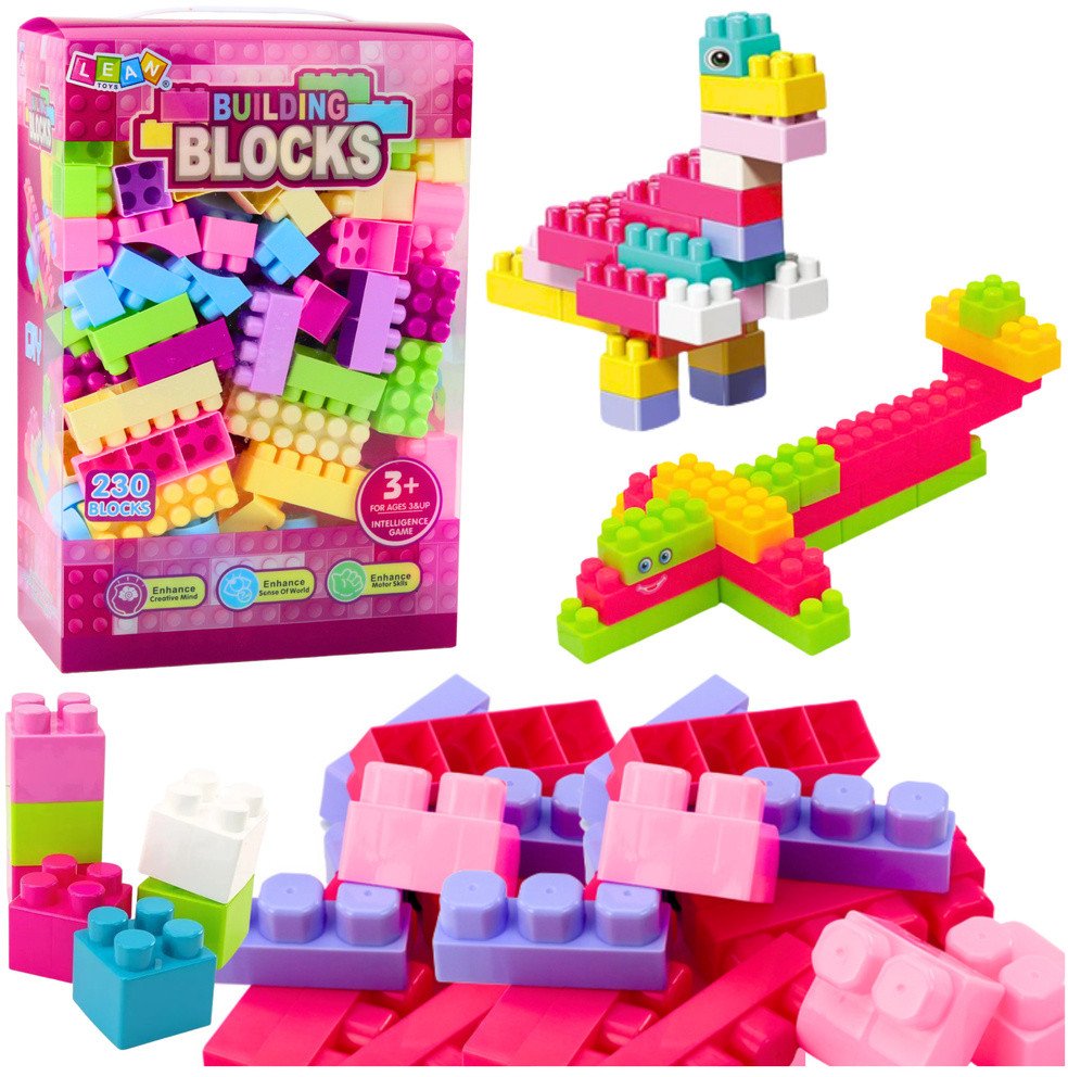 Klocki W Pudełku Edukacyjne Duże Budowlane Zestaw Kolorowe 230ele.