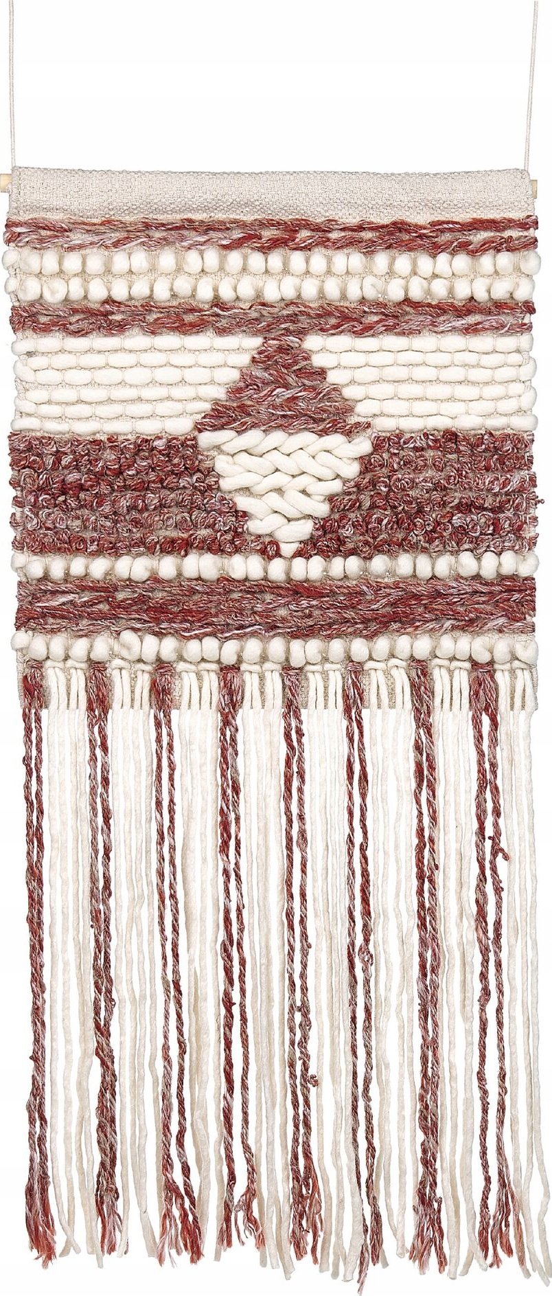 Beliani Dekoracja ścienna z frędzlami wełniana czerwono-beżowa SAIF