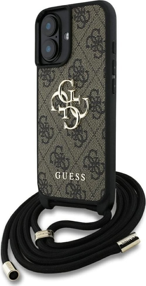 Etui Guess 4G Big Logo Cord Stap Crossbody do iPhone 16 brązowy