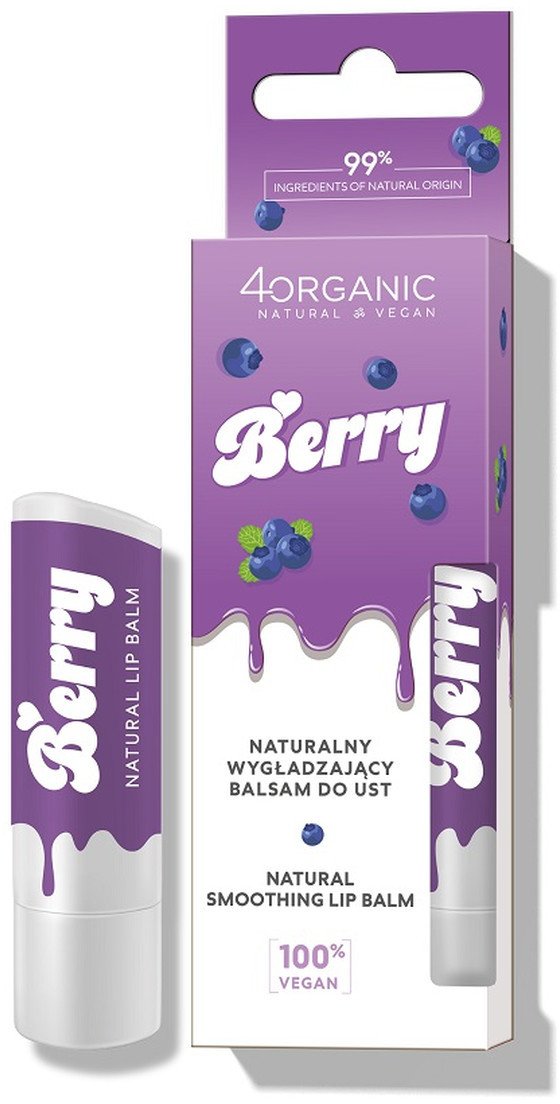 4organic Naturalny wygładzający Balsam do ust berry 5g