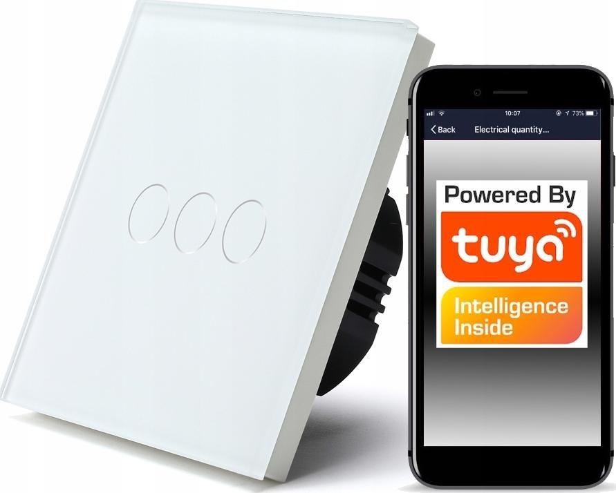 RTX Włącznik Dotykowy WiFi TUYA 3obw. biały #z N/bez N