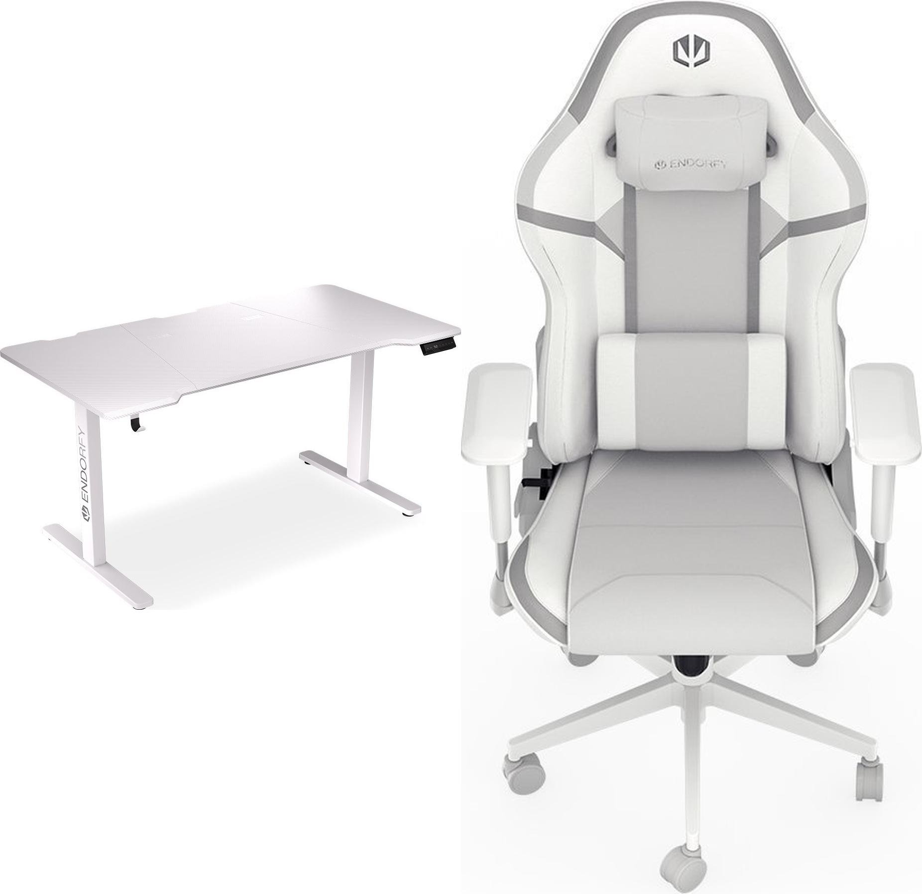 Biurko Endorfy Biurko Endorfy Atlas L Electric Białe 150 cmx78 cm + Fotel Scrim OWH biały