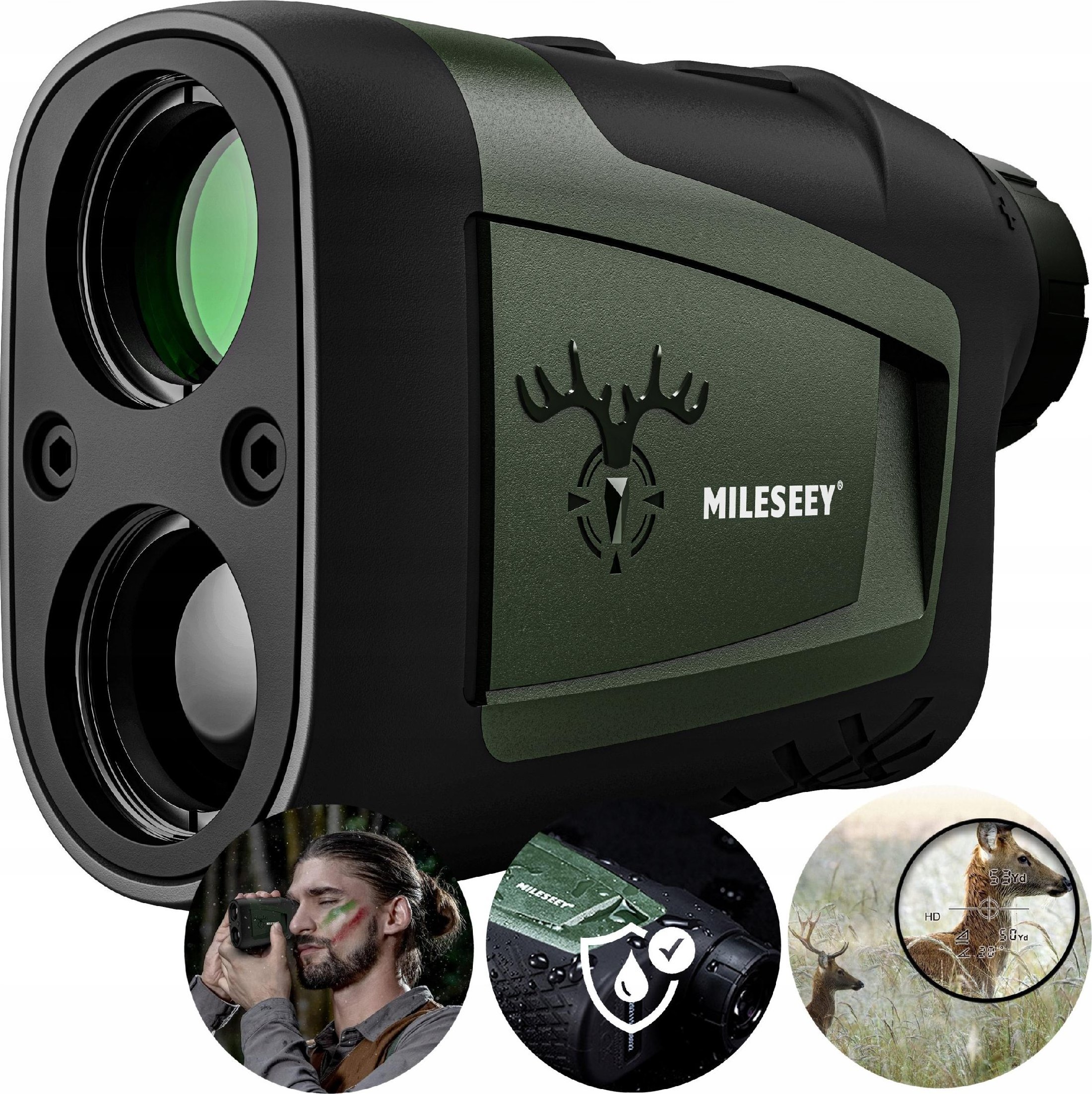 DALMIERZ LASEROWY MYŚLIWSKI LORNETKA LUNETA GOLFOWA POMIAR KĄTA 6xZOOM ETUI