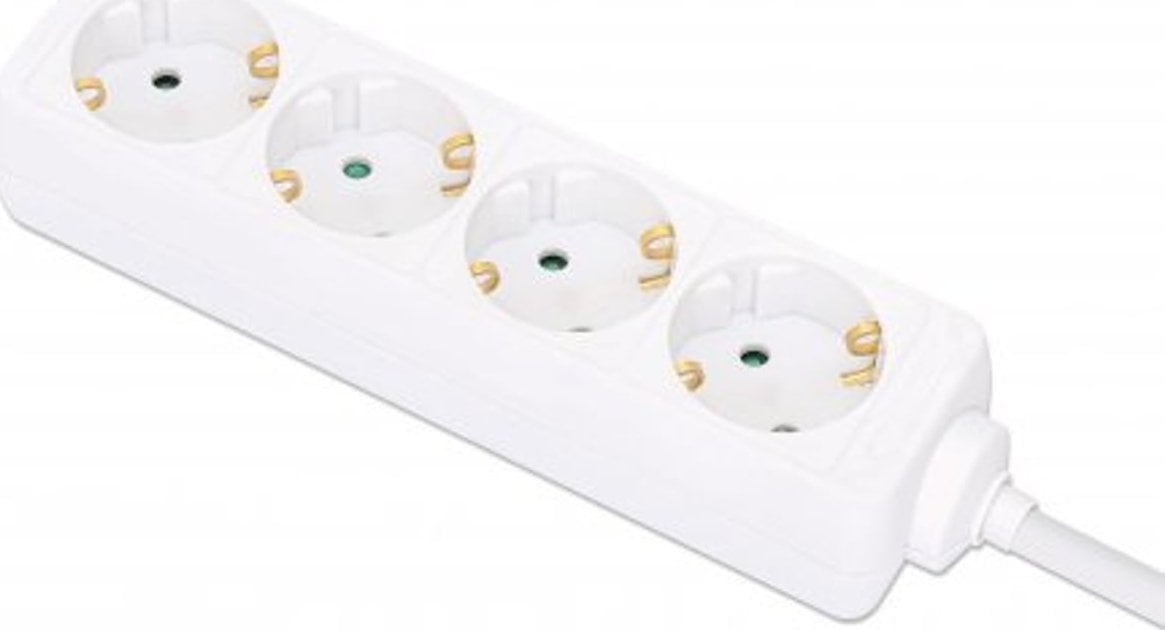 Adapter USB Manhattan MANHATTAN Steckdosenleiste 4fach 2m Kabel weiß Schutzkontakt