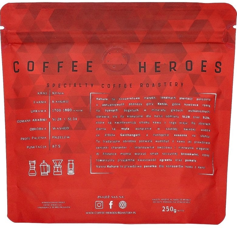 Kawa ziarnista Coffee Heroes Kenia Kahuro Filtr 250g