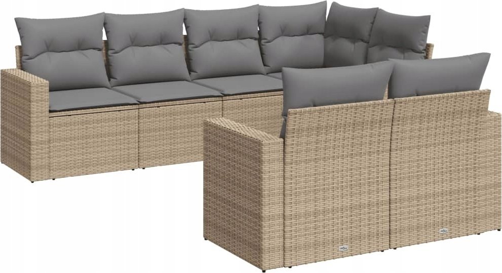 vidaXL 7-częściowy zestaw wypoczynkowy do ogrodu, z poduszkami, beżowy