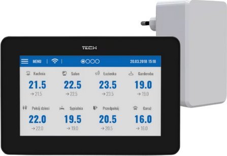 Tech Panel kontrolny przewodowy M-9T do listwy l-9R (montaż natynkowy, kolorowy wyświetlacz), czarny STM9TBK