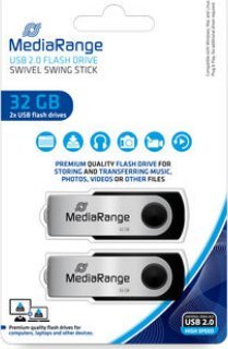 Pendrive MediaRange MediaRange MR911-2 pamięć USB 32 GB USB Typu-A 2.0 Czarny, Srebrny