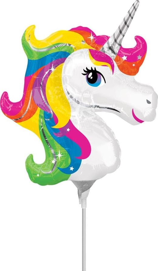 AMSCAN Balon foliowy do patyka Tęczowy Jednorożec uniwersalny