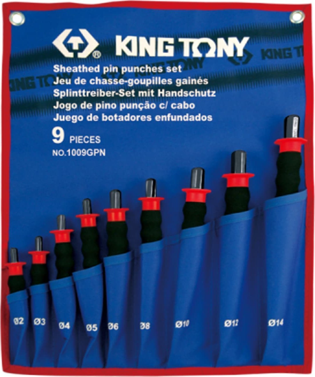 King Tony ZESTAW WYBIJAKÓW IGŁOWYCH Z UCHWYTEM GUMOWYM 9 cz. 2 - 14mm King Tony