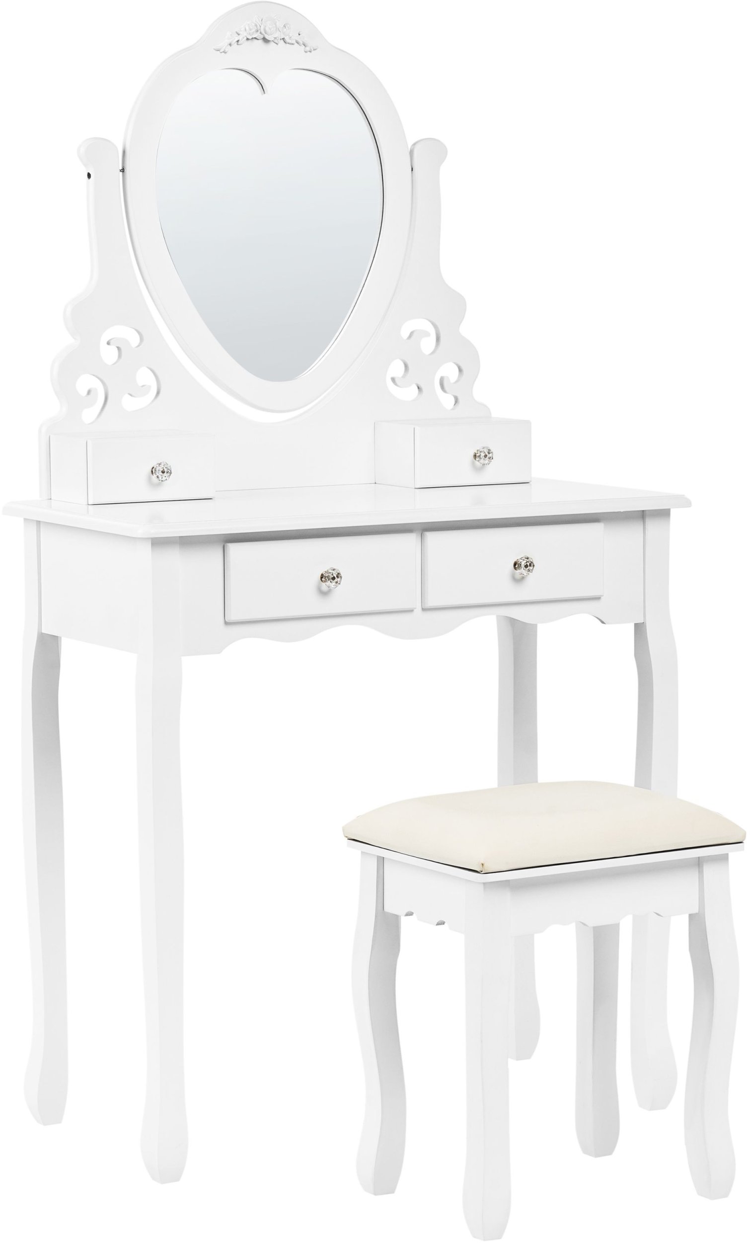 Toaletka z lustrem i stołkiem DIVA Biały