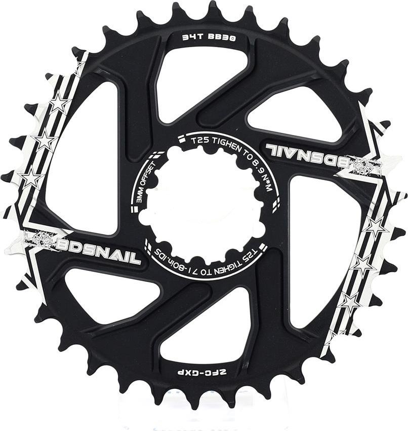 Tarcza mechanizmu korbowego SNAIL do GXP, 34T, Direct Mount, 3 mm Offset, czarna, aluminium