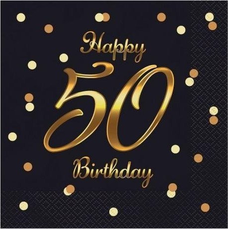 GoDan Serwetki B&C Happy 50 Birthday czarne 20szt